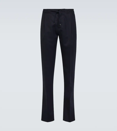 Lardini Slim Wool-blend Pants In Blue