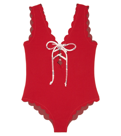 Marysia Bumby Kids' Lace Up Swimsuit In Scooter/beet