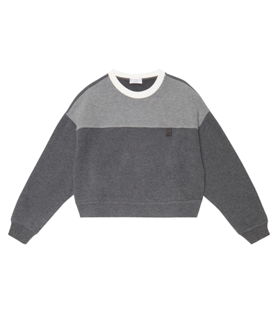 Brunello Cucinelli Kids' Embellished Cotton Jersey Sweatshirt In Grey