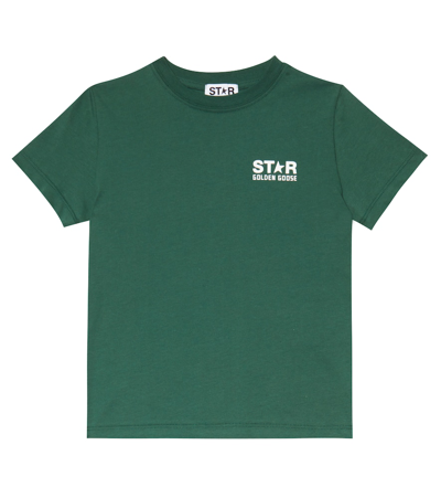 Golden Goose Kids' Star-print Short-sleeve T-shirt In Green