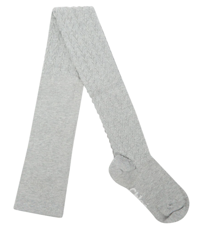 Chloé Kids' Cable-knit Cotton-blend Tights In Grey