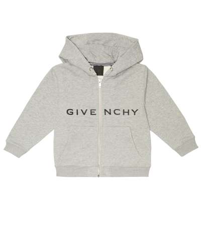 Givenchy Kids' Logo Zipped Hoodie In Grey Marl