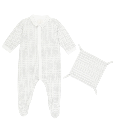Givenchy Baby Printed Onesie And Bib Set In White Grey
