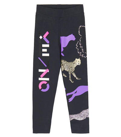 Kenzo Animal-logo-print Leggings In Grey