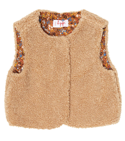 Il Gufo Babies' Faux-shearling Waistcoat In Bran Beige/cinnamon