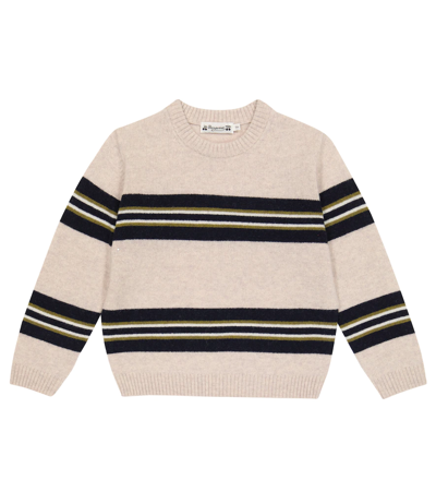 Bonpoint Kids' Branco Striped Wool Sweater In Ra Naturel