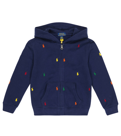 Polo Ralph Lauren Kids' Embroidered Jersey Hoodie In French Navy