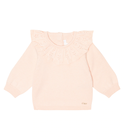 Chloé Baby Cotton And Wool Jumper In Pink