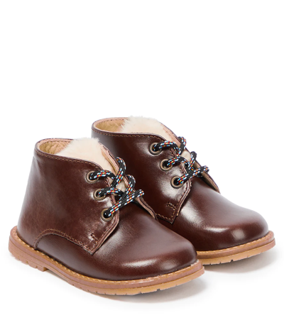 Bonpoint Baby Leather Boots In Cacao