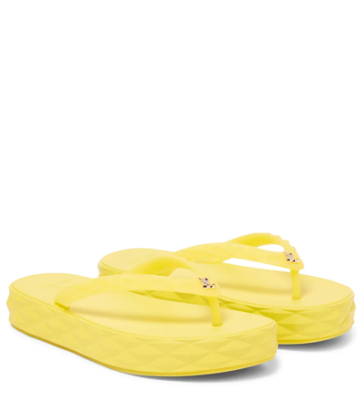 Jimmy Choo Diamond Thong Flatform Sandals In Gelb