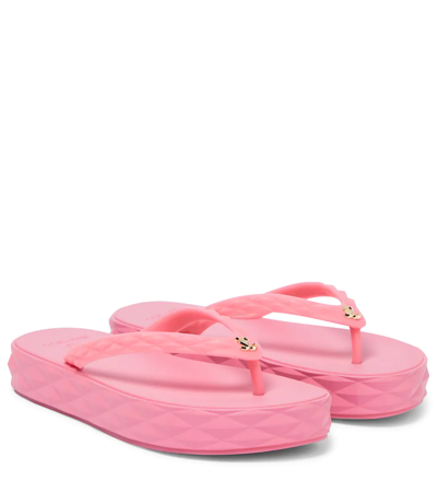 Jimmy Choo Diamond Logo Platform Thong Sandals In Candy Pink