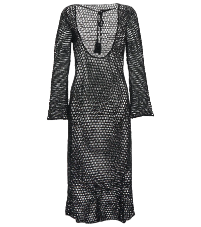 Anna Kosturova Zen Mesh Crochet Beach Dress In Black