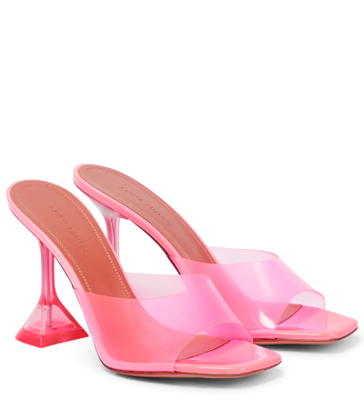 Amina Muaddi Lupita Glass Square-toe Pvc Heeled Mules In Pink