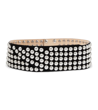 Isabel Marant Lona Studded Leather Waist Belt In Black