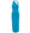 Galvan Artemis Asymmetric Stretch-woven Midi Dress In Teal