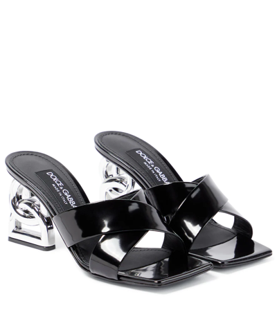 Dolce & Gabbana 3.5 Logo Leather High Sandals In Nero