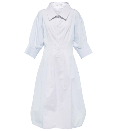 Stella Mccartney Cotton Poplin Midi Shirt Dress In 8519 White/blue