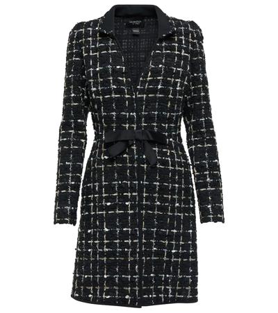 Giambattista Valli Tweed Check Long Sleeve Dress In Black