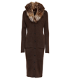 Saint Laurent Faux-fur And Wool Knitted Cardigan Dress In Marron/beige/noir