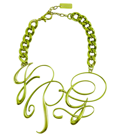 Jean Paul Gaultier Logo-detail Chain-link Necklace In Green Jean Paul Gaultier Logo-detail Chain-link Necklace In Green