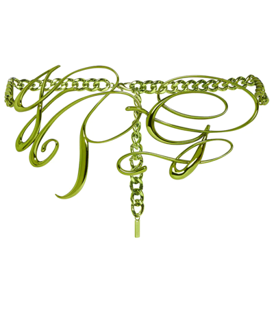 Jean Paul Gaultier Jpg Calligraphy Chainlink Belt In Lime