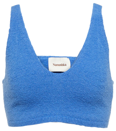 Nanushka Cerulean Blue Wool Blend Crop-top Nd  Donna S