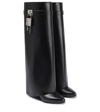 Givenchy Shark Lock Calf Leather Knee-high Boots In Black