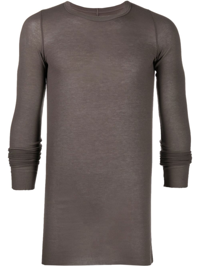 Rick Owens Rib T-shirt In Grey