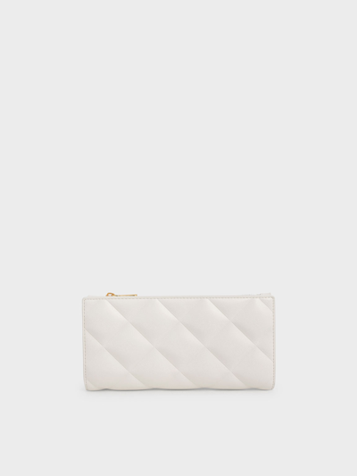 Charles & Keith Danika Quilted Long Wallet In Cream