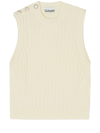 Ganni Off-white O-neck Vest In Cream