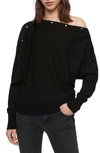 Allsaints Eli Button-trim Sweater In Black