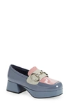 Jeffrey Campbell Student Platform Loafer In Blue Pink Grey Patent