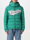 Valentino Green Embroidered Bouclé Down Jacket In Green