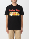 Dsquared2 D-squared2 Mans Black Cotton T-shirt With Caten Trip Print In Black