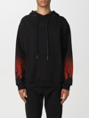 Vision Of Super Black Oversize Cotton Hoodie With Flames Man In Red