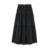 Staud Sea Tiered Stretch-cotton Poplin Midi Skirt In Black