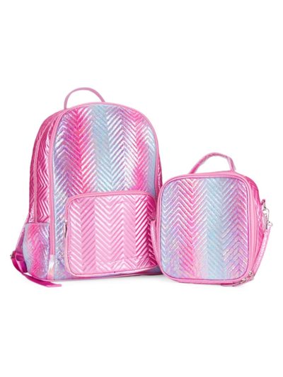 Bari Lynn Rainbow Chevron Backpack & Lunch Box Set In Pink