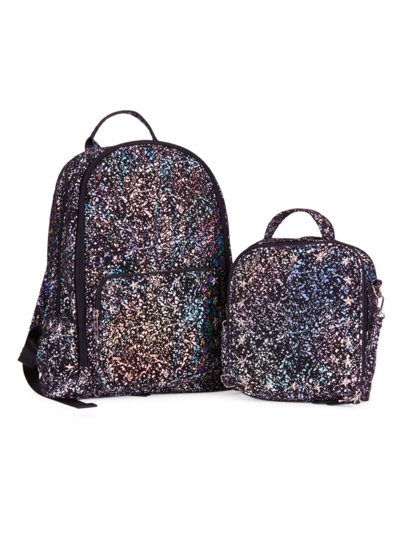 Bari Lynn Kid's Star Studded Splatter Backpack & Lunch Box Set In Black