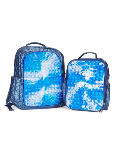 Bari Lynn Kid's In N Out Backpack & Lunch Box Set In Blue Multi