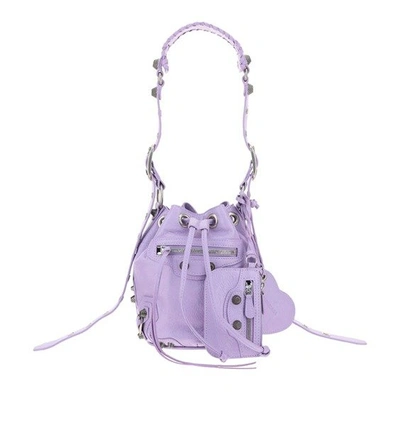 Balenciaga Le Cagole Xs Light Purple Arena Lambskin Bucket Bag
