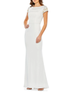 Mac Duggal Embellished Cap Sleeve A-line Gown In White