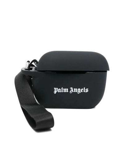 Palm Angels Logo-print Airpods Case In Black