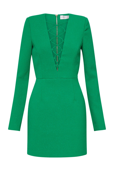 Rebecca Vallance -  Dionne Lace Up Mini Dress  - Size 8 In Jade