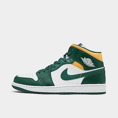 Nike Jordan Air Retro 1 Mid Casual Shoes In Noble Green/white/pollen