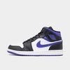 Nike Jordan Air 1 Mid Casual Shoes In White/black/court Purple
