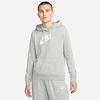 Nike Women's  Sportswear Club Fleece Logo Pullover Hoodie In Dark Grey Heather/white