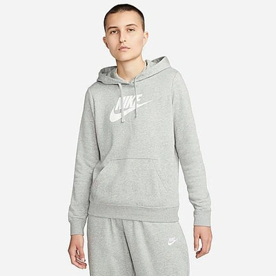 Nike Women's  Sportswear Club Fleece Logo Pullover Hoodie In Grey