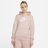 Nike Women's  Sportswear Club Fleece Logo Pullover Hoodie In Pink Oxford/white