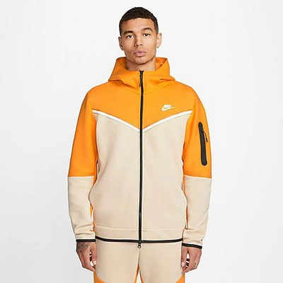 Nike Men's Sportswear Tech Fleece Taped Full-zip Hoodie In Kumquat/sanddrift