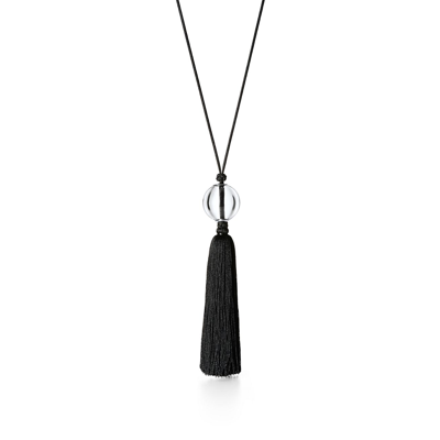 Tiffany & Co Elsa Peretti® Sphere Necklace In Rock Crystal On A Black Silk Cord With Tassel